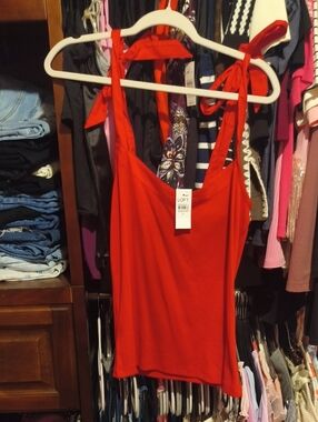 LOFT Red Tie-Strap Camisole